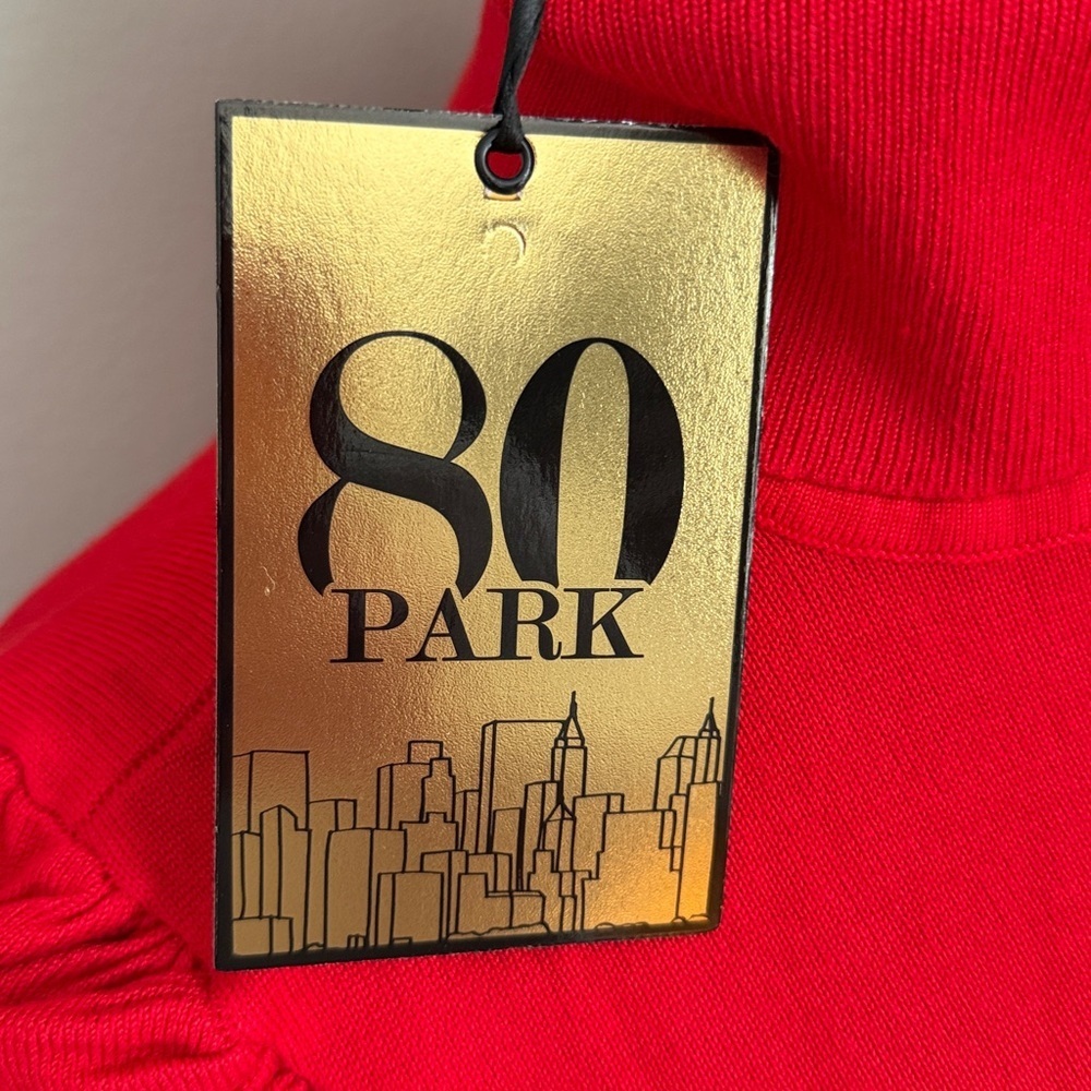 80 Park Red Whitney TurtleNeck Ruched Sleeve Top NWT. Size S - Picture 2 of 6